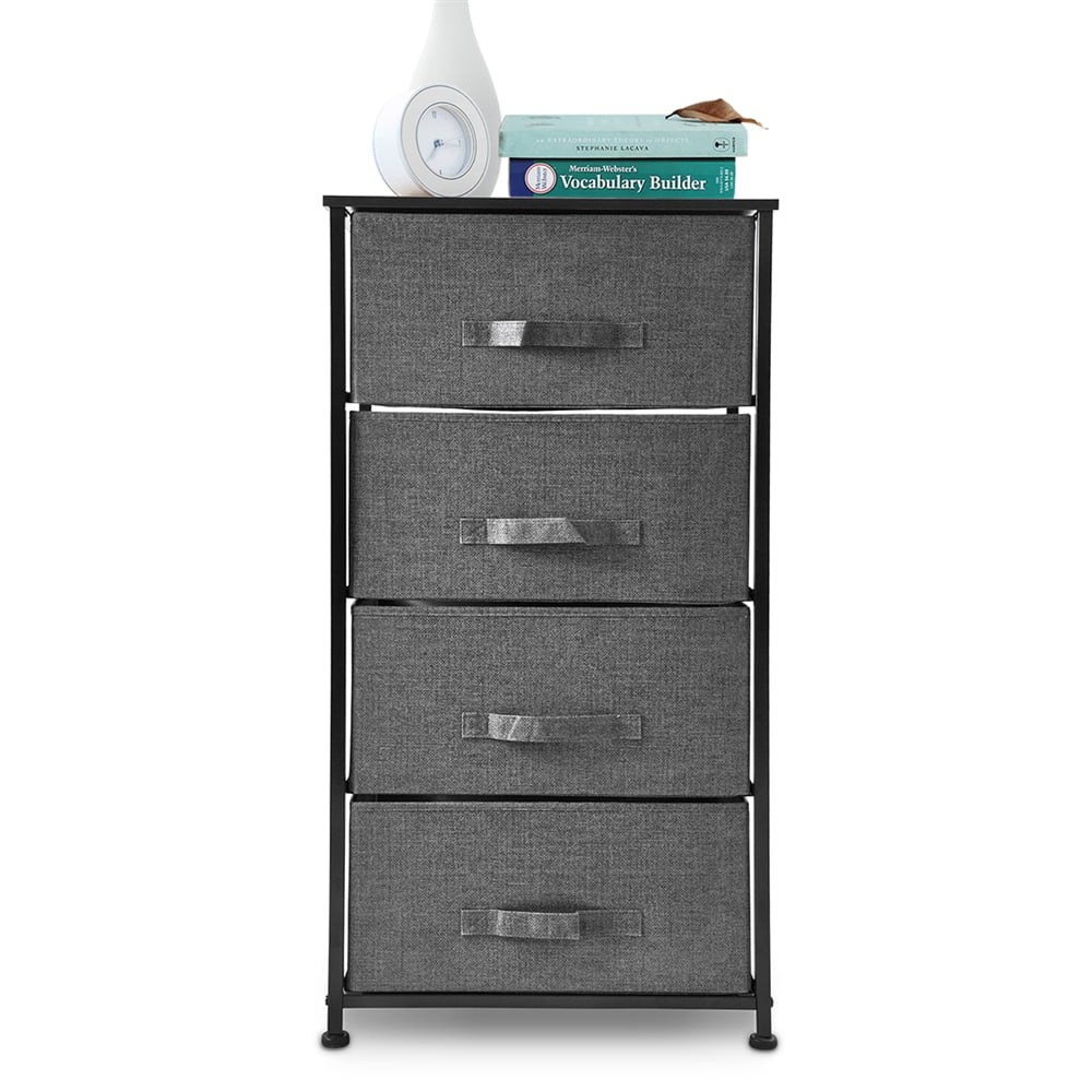 Dark Grey 4 Drawer Fabric Dresser with Steel Frame U395