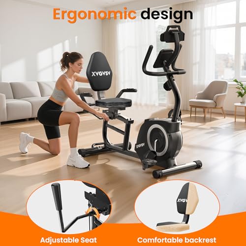 Recumbent Exercise Bike, 16-Level Resistance, Adjustable Seat, 400LB Capacity G31925