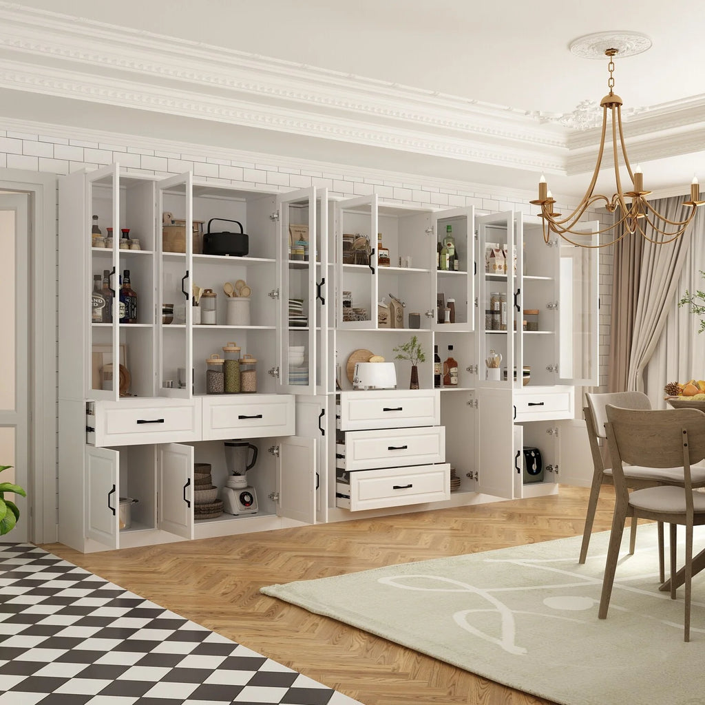 White Curio Bookcase Cabinet with Glass Doors H9889