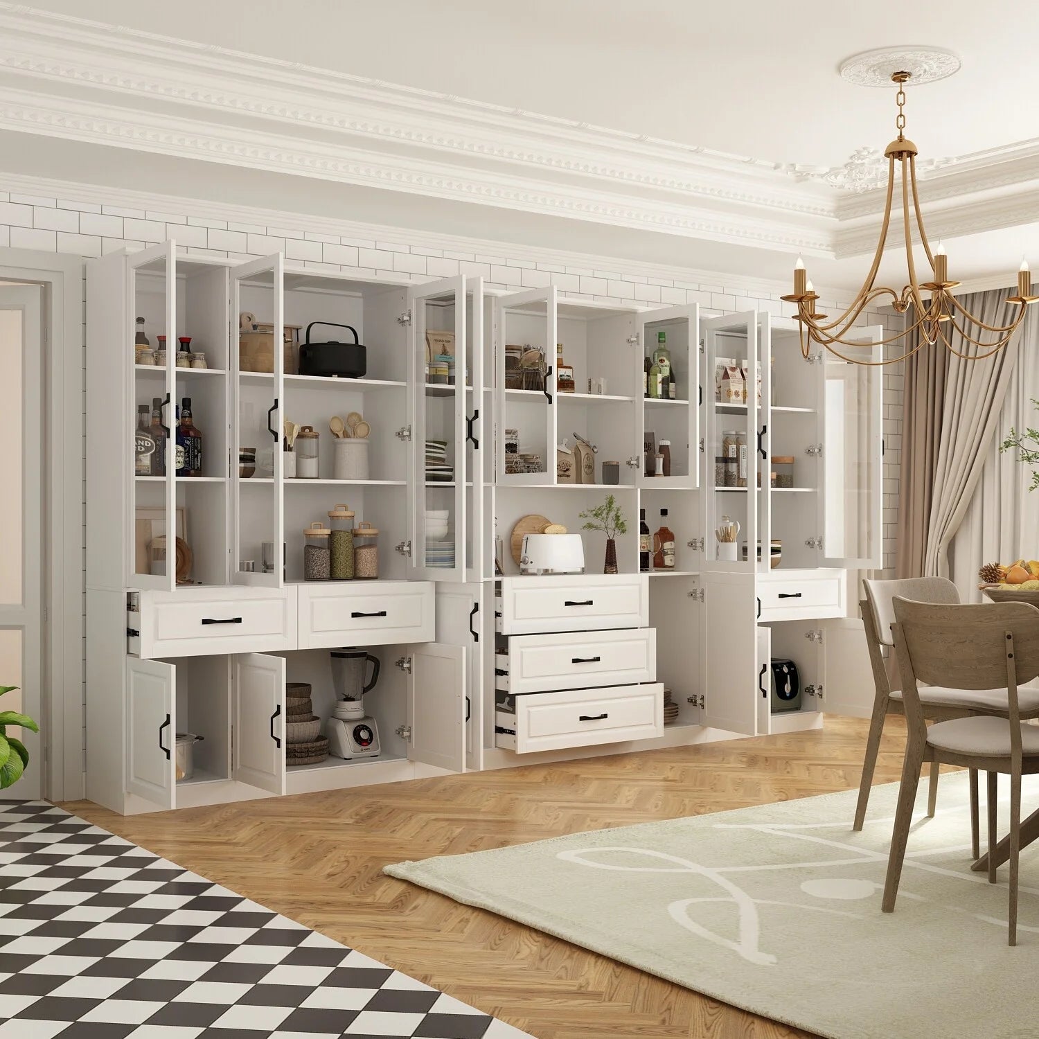 White Curio Bookcase Cabinet with Glass Doors H9889