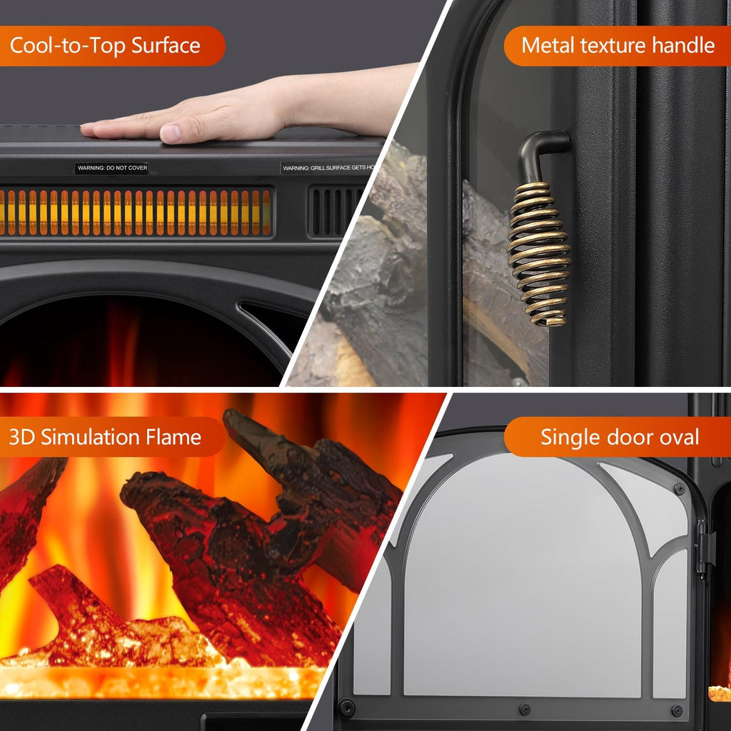 25" Freestanding Electric Fireplace Heater with 12 Flame Color Y15866