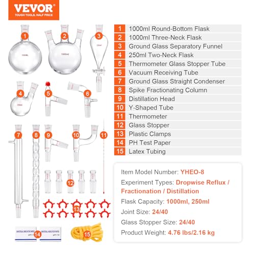 29PCS Chemistry Lab Glassware Kit 250 1000ml I831198