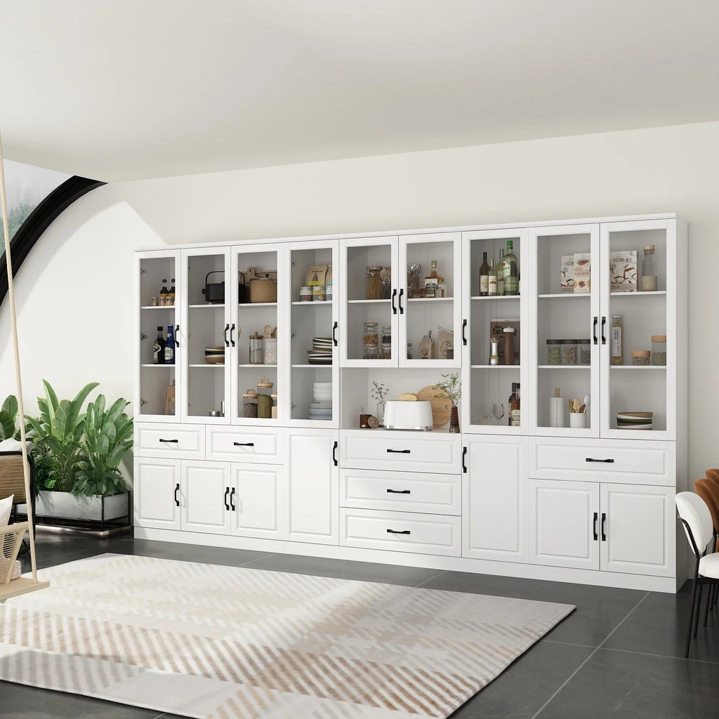 White Curio Bookcase Cabinet with Glass Doors H9889