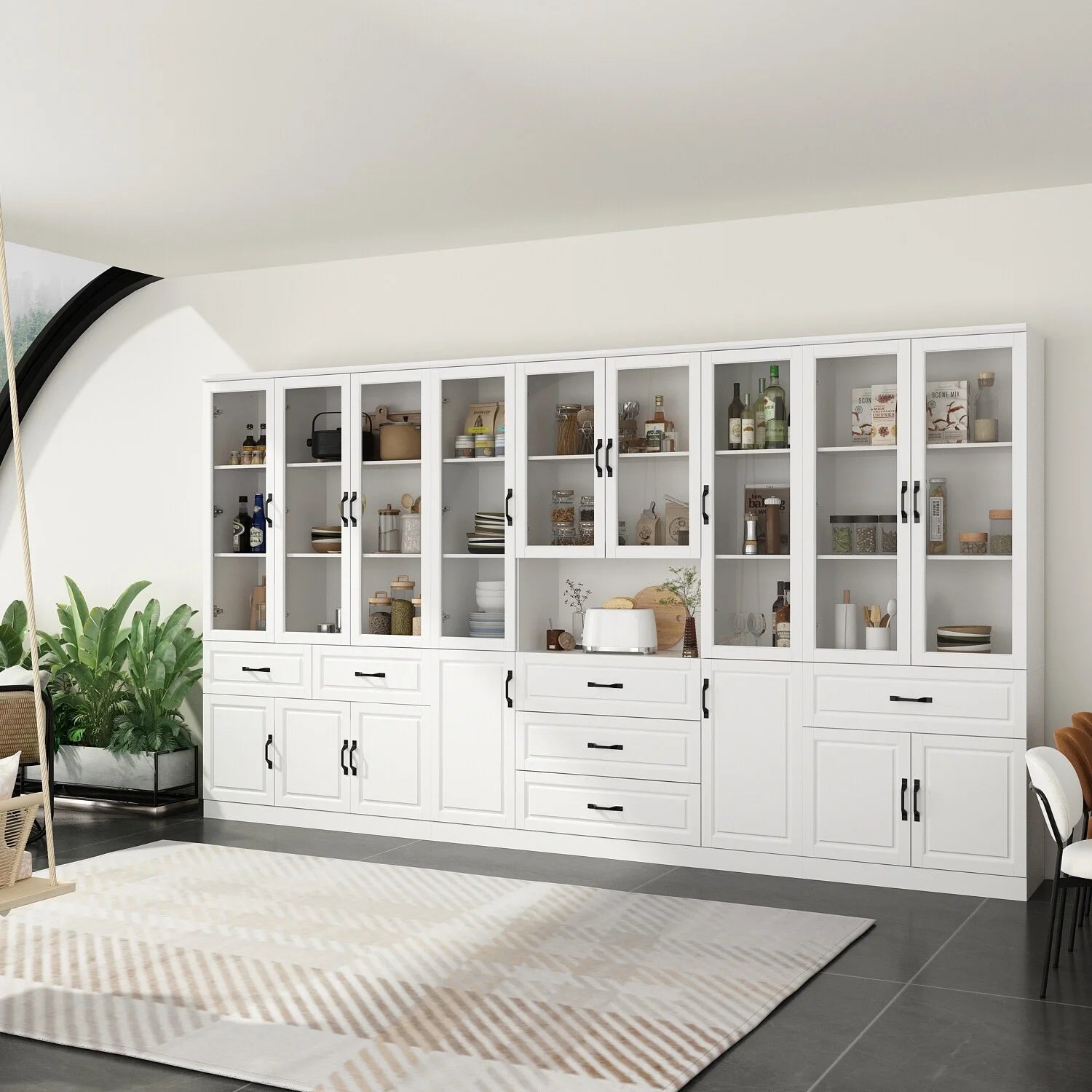White Curio Bookcase Cabinet with Glass Doors H9889
