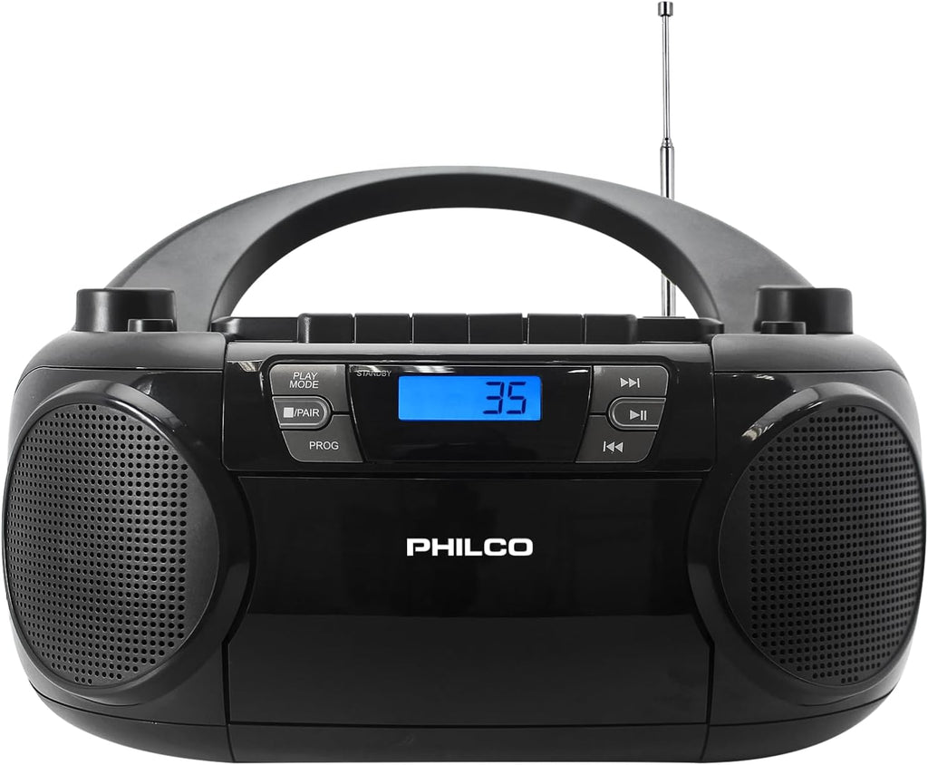 Bluetooth CD Boombox with Cassette, MP3 CD USB Playback, 12 watts J8293