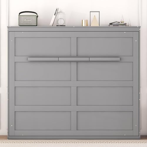 White Queen Size Wood Folding Wall Bed Q499526