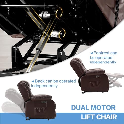 Black Genuine Leather Electric Power Lift Recliner with Massage and Heating R982