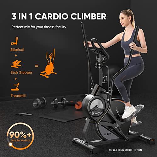 3-in-1 Elliptical Machine Stair Stepper Trainer with 16 Resistance H539