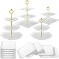 14 Pieces Tiered Cupcake Stand Set Gold 2-Tier 3-Tier Serving Stand Tower Tray with Round Rectangle Food Serving Trays X264