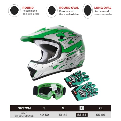 Blue Skull Design Youth Kids Motorcycle Helmet with Goggles Gloves M63737