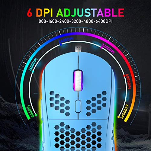 60% Wired Mechanical Gaming Keyboard and Mouse Combo, Ultra-Compact Mini 62 Keys Type C Chroma 20 RGB Backlit Effects, 6400 DPI Lightweight Gaming Mouse with Honeycomb Shell R490