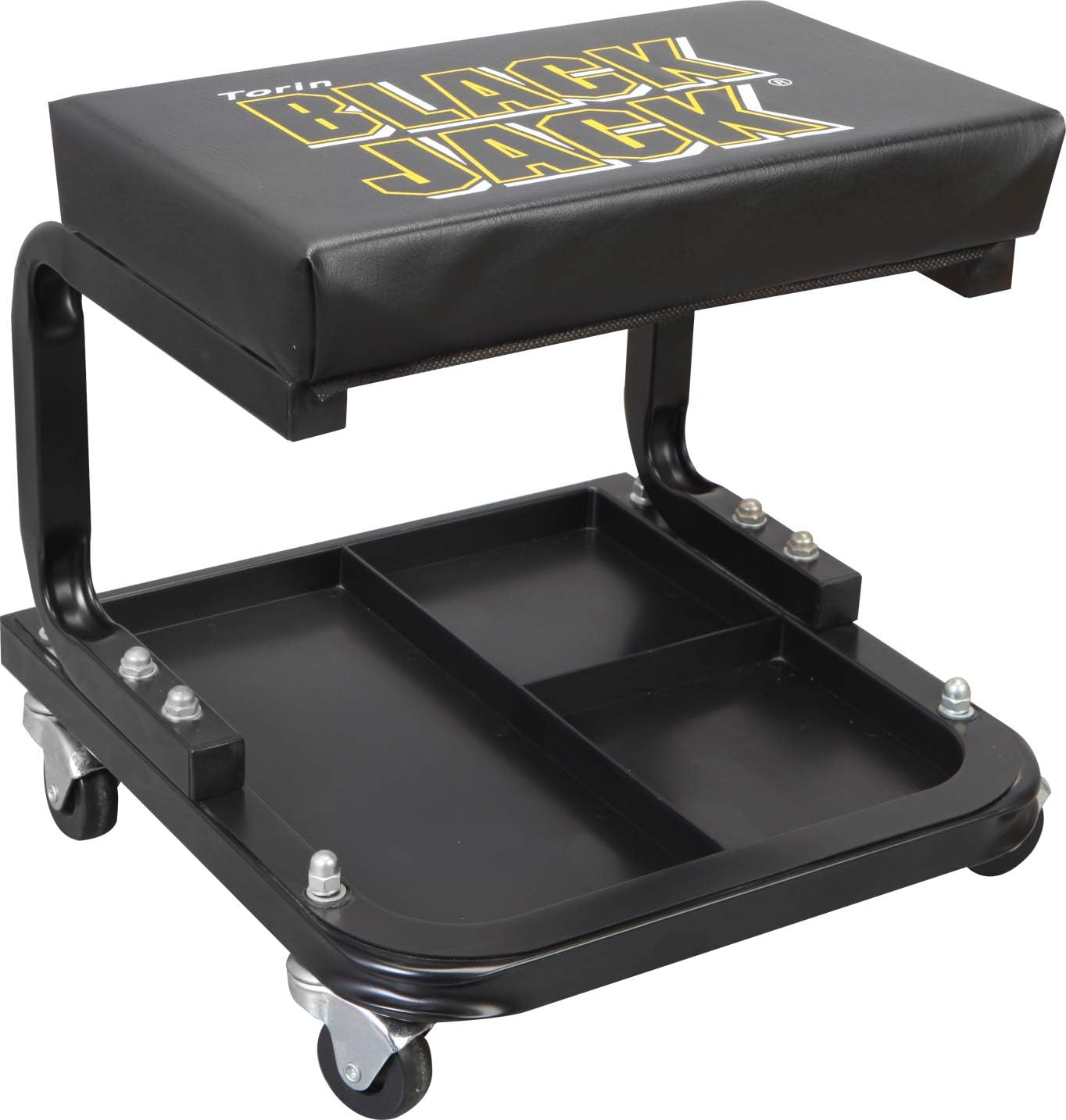 Black Padded Mechanic Stool with Tool Tray Storage Z85248