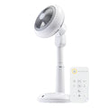 White/Gray Pedestal Standing Fan with Remote, 360 Oscillating Fan, 12 Speeds, 8h Timer, Height Adjustable H4426