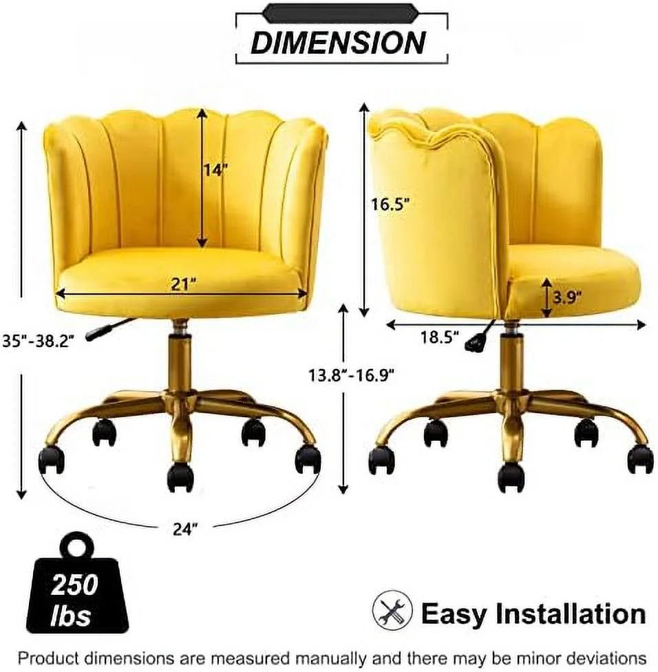 Velvet Desk Chair with Gold Base H194