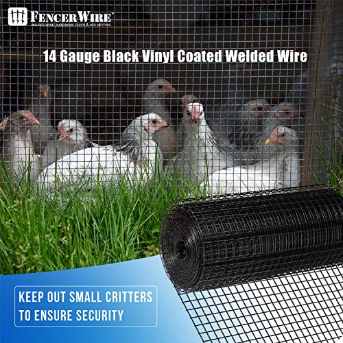 14 Gauge Black Vinyl Coated Welded Wire Mesh 1 inch by 1 inch (2 ft. x 50 ft.) X1253