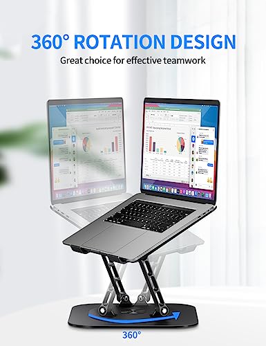 Black Adjustable Foldable Laptop Stand with 360 Rotating Base V654072