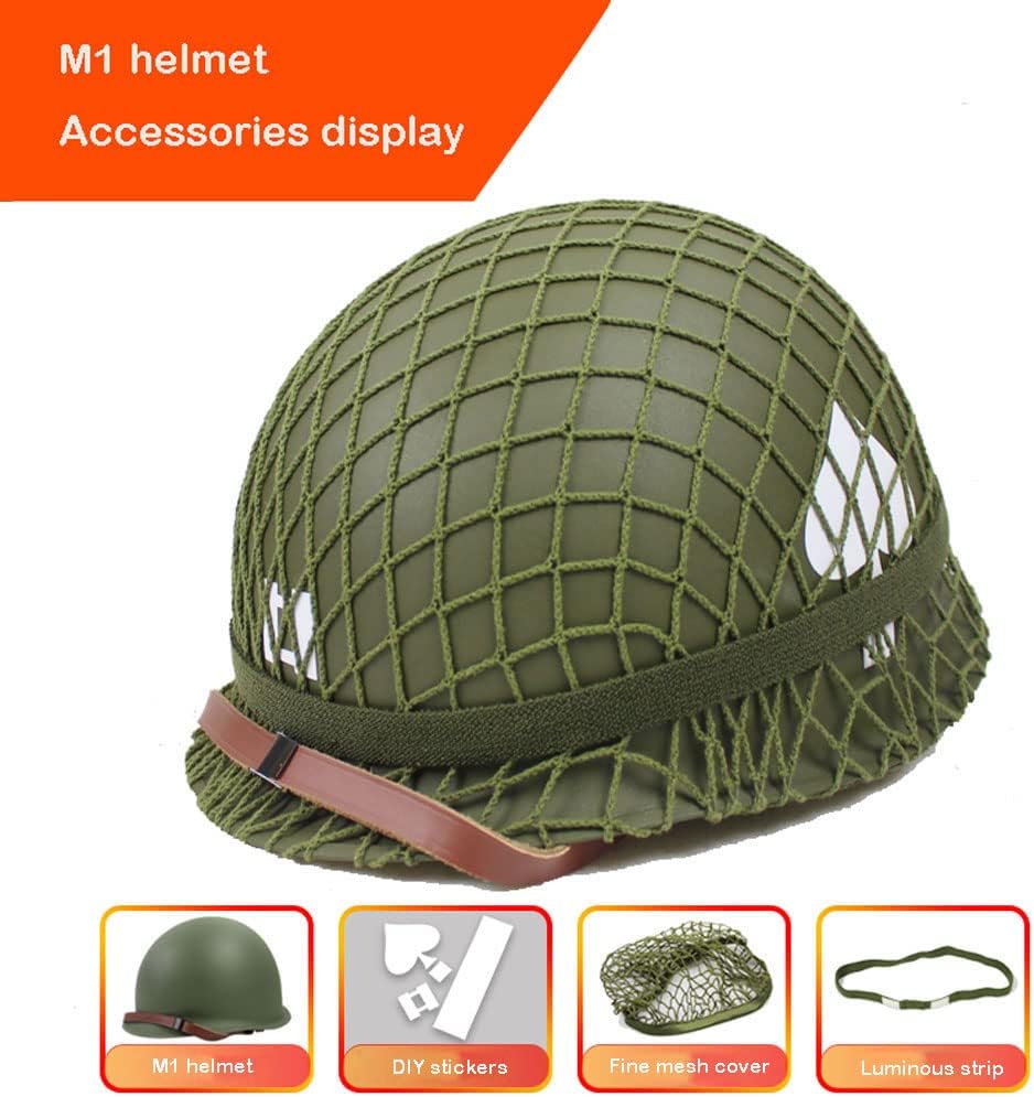 Green Helmet Replica with Net Canvas Chin Strap D230394
