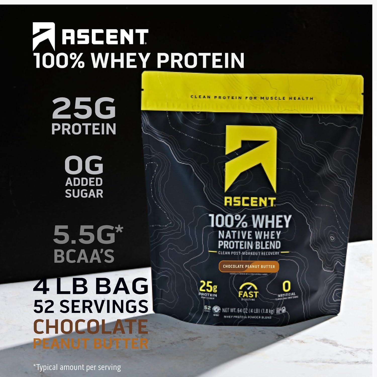 100% Whey Protein Powder, Chocolate Peanut Butter 4 lb & Creatine Monohydrate Powder, Unflavored 45 Servings I343352