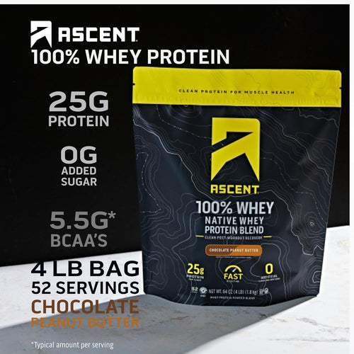 100% Whey Protein Powder, Chocolate Peanut Butter 4 lb & Creatine Monohydrate Powder, Unflavored 45 Servings I343352