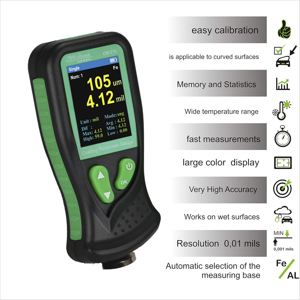 Digital Coating Thickness Gauge CM-218 for Automotive Paint Thickness Measurement (Resolution 0.01mils) E421707
