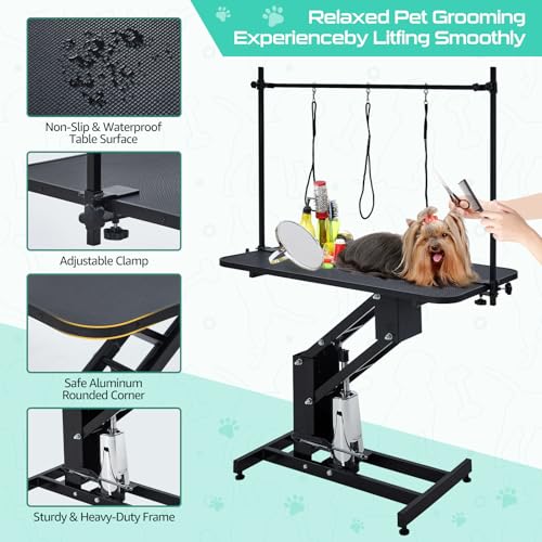 Hydraulic Dog Grooming Table, Heavy Duty, Max Load 350Lbs, WHITE K1403