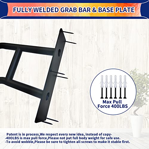 Outdoor Handrail Wall Mount, Polished White Finished Grab Bars, 28.7" Length Iron Pipe B291475