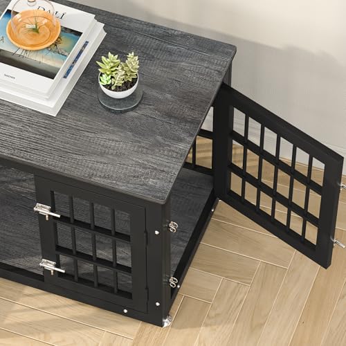 Natural and White Extra Large Wooden Dog Crate Furniture E560