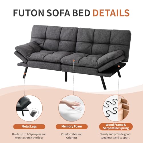 Black Memory Foam Convertible Sofa Bed P850272