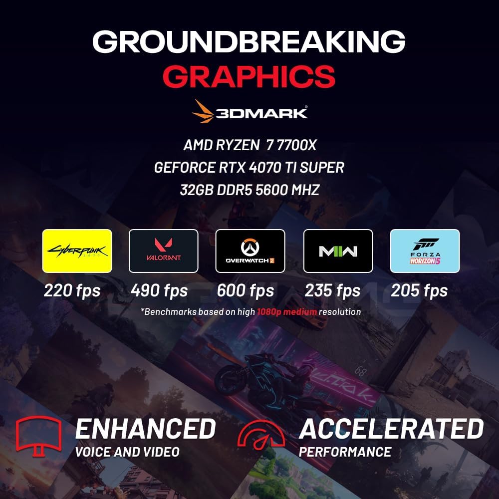 Ryzen 7 7700X RTX 4070 Ti Super 16GB 1TB Gen4 SSD 32GB DDR5 RAM 750W Gold PSU Gaming PC Desktop M266240