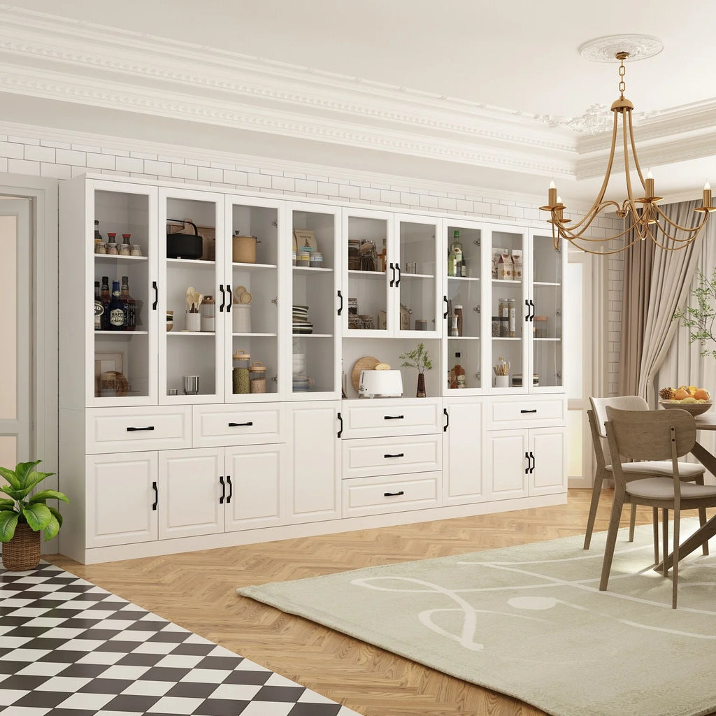 White Curio Bookcase Cabinet with Glass Doors H9889