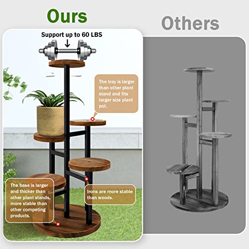 5 Tier Metal Wood Plant Stand S34975