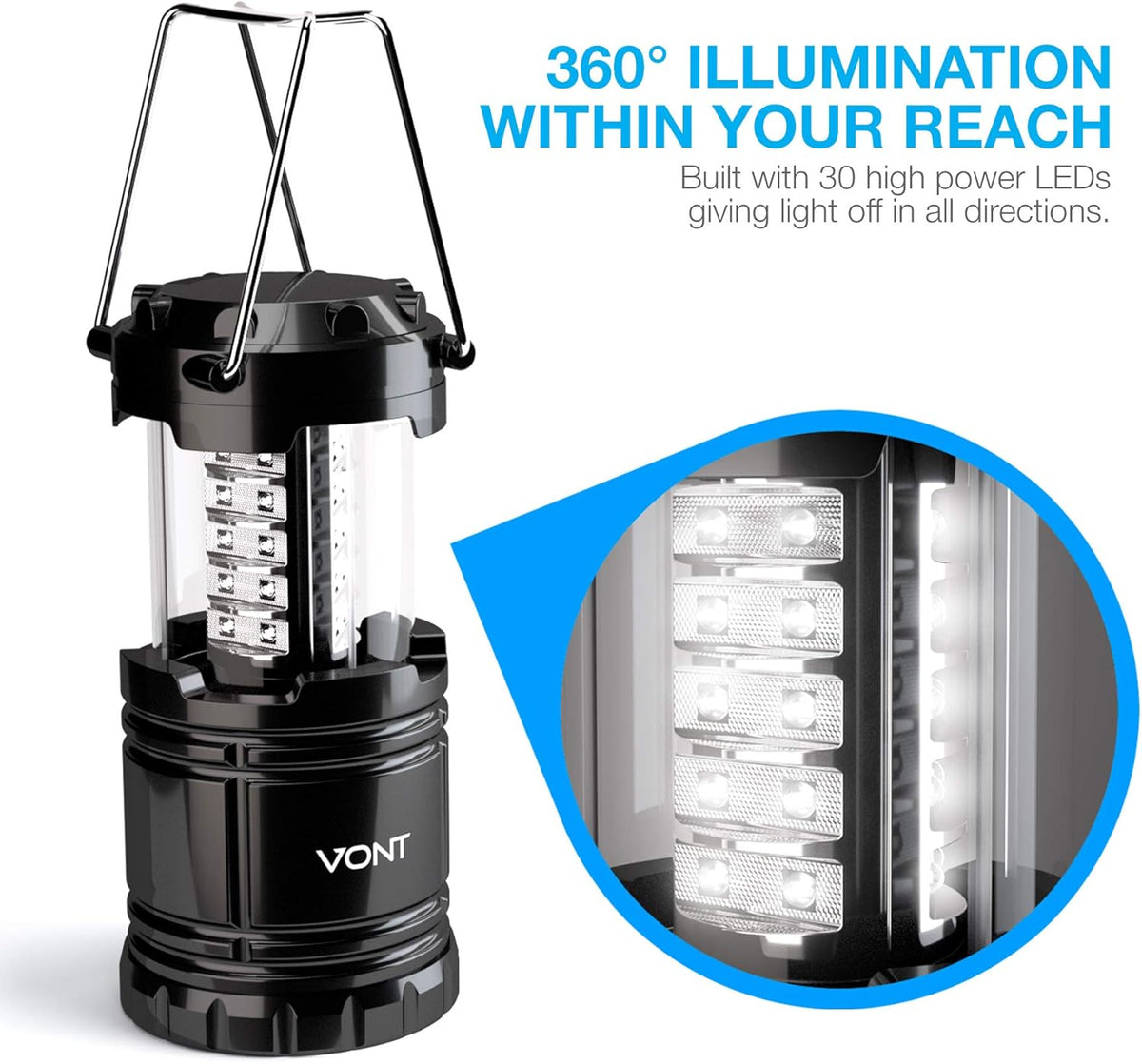 4 Pack Black Collapsible LED Camping Lantern S8500