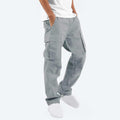 Mens Cargo Sweat Pants Relaxed Fit Baggy Joggers with Zipper Pockets R2667