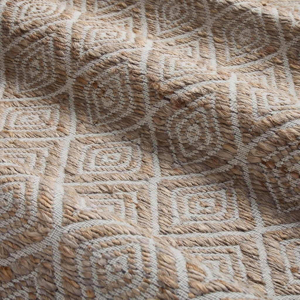 Textured Diamond Hand-Knotted Flatwoven 100% Natural Jute Area Rug, Brown, 6'x9' M469564