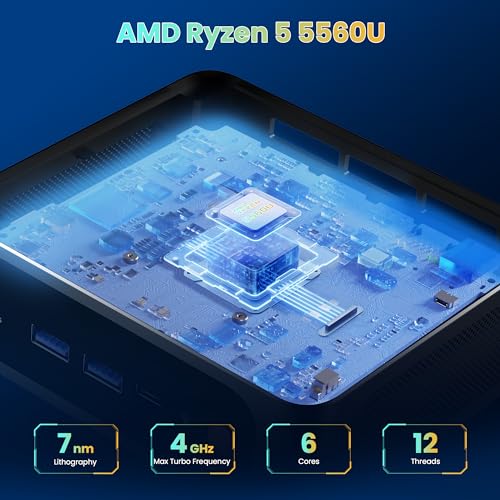 Mini PC AMD Ryzen 5 5560U 16GB DDR4 RAM 1TB M.2 SSD S547