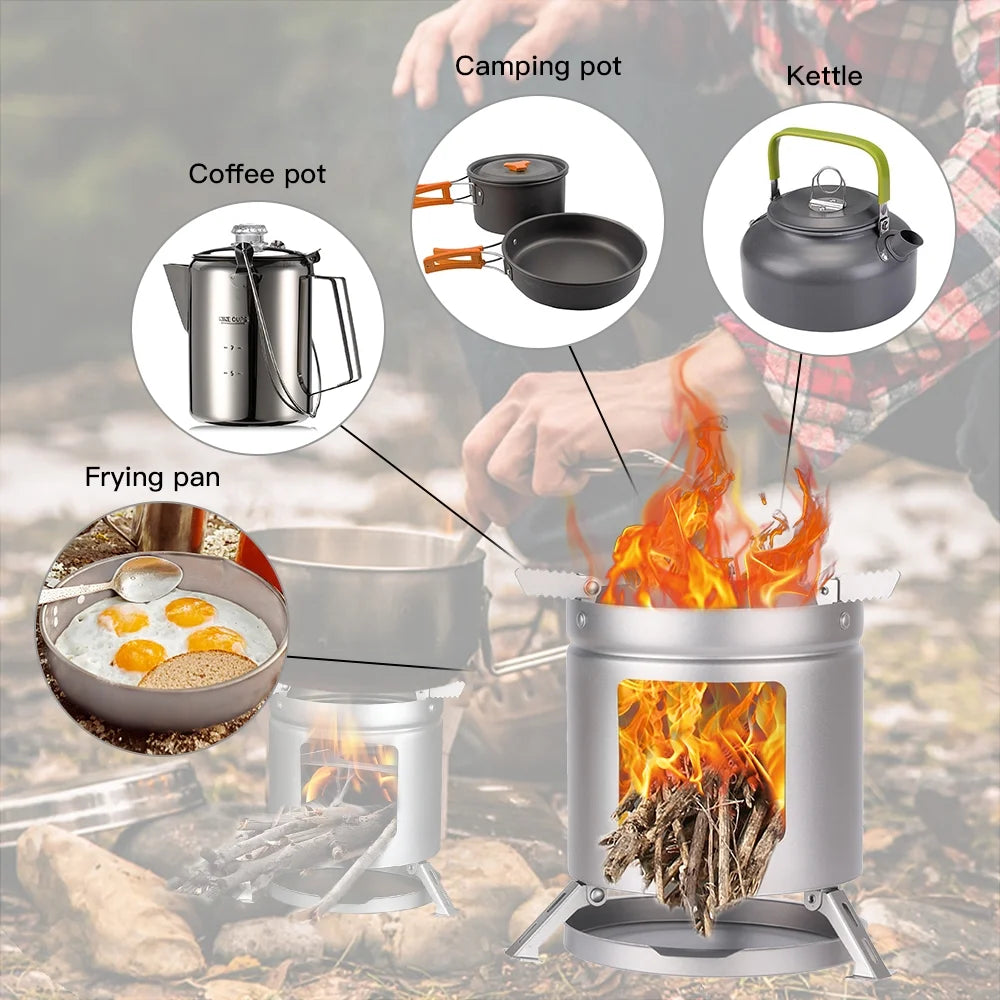 Titanium Camping Stove Ultralight Folding Wood Burning Stove G342978