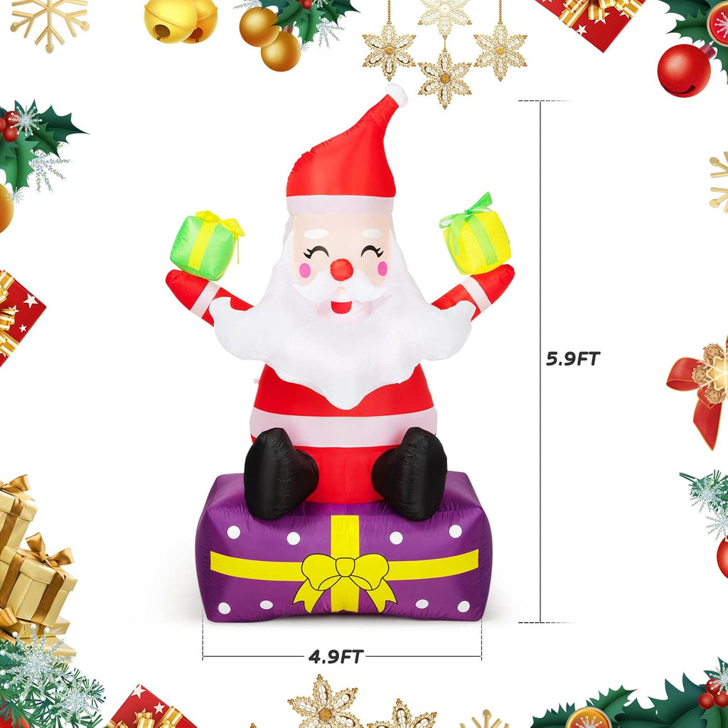 6 Ft Inflatable Santa Claus with Gift Boxes F475