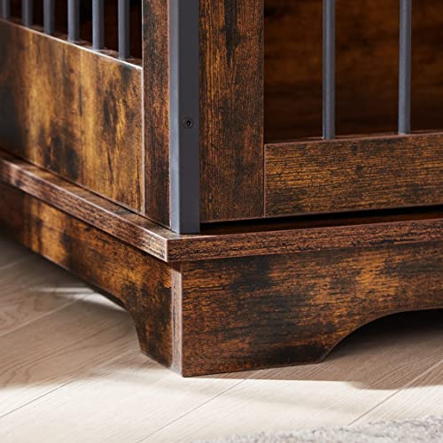 Brown Wood Dog Crate Furniture with Sliding Barn Door F511