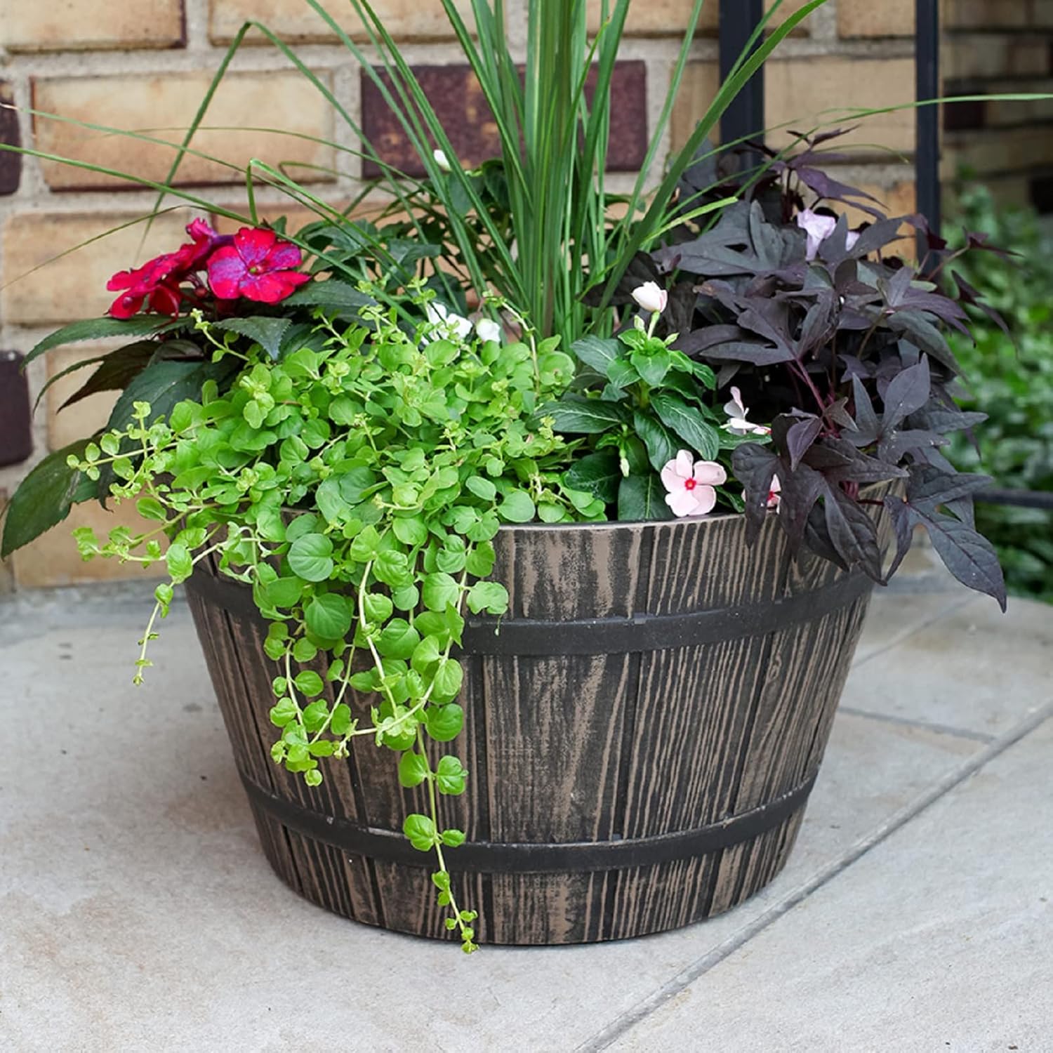 16 Inch Whiskey Barrel Planter in Aged Oak Color H363878
