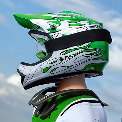 Blue Skull Design Youth Kids Motorcycle Helmet with Goggles Gloves M63737