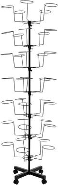 7 Tier Rotating Hat Display Stand with 4 Wheels, Adjustable Metal Hat Stand, 35 Metal Hooks, Black P438591