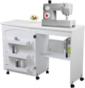White Foldable Sewing Table with Storage Z76810