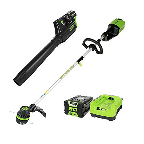 80V Cordless Brushless String Trimmer and Leaf Blower Combo with 2Ah Battery and Charger Z8303