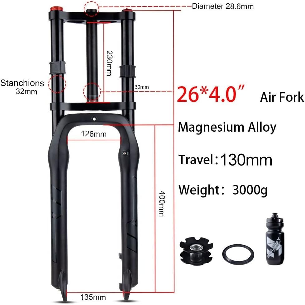 Double Shoulder Snow Front Fork 130mm Travel Air Suspension Bike Fork E15314
