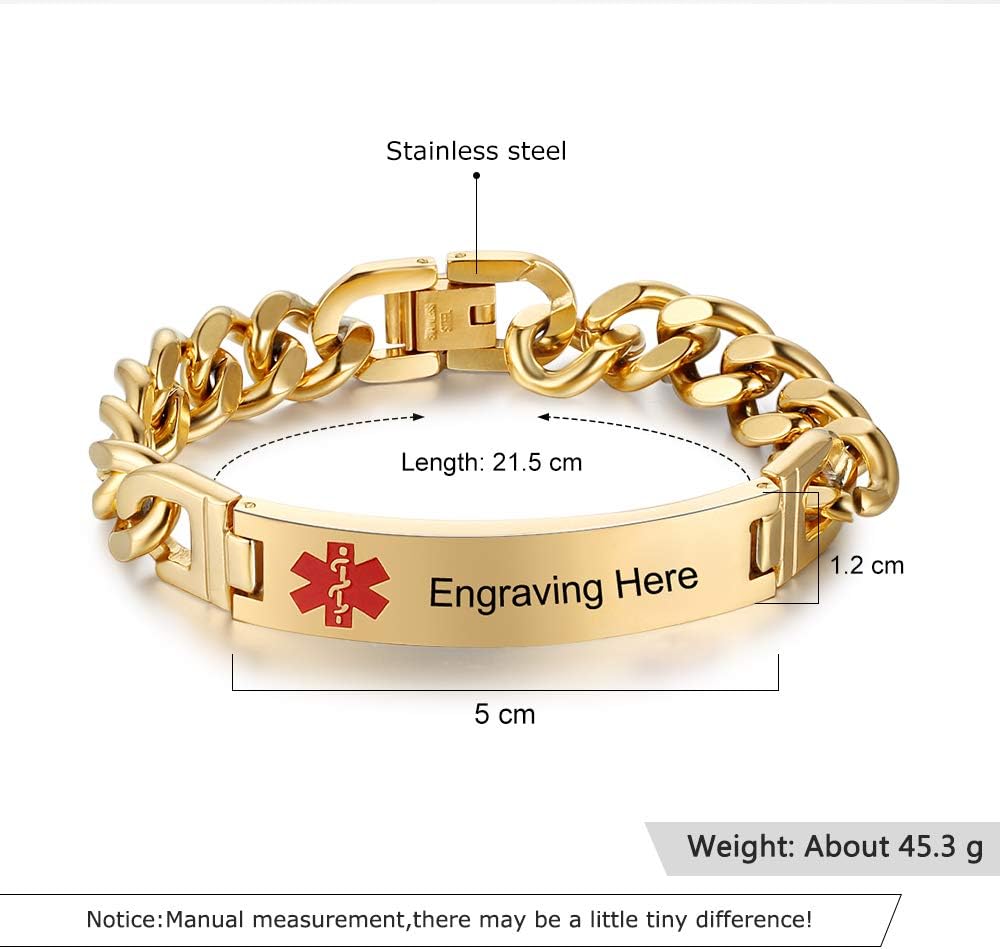 Stainless Steel Medical ID Bracelets for 8.5 Inches E534