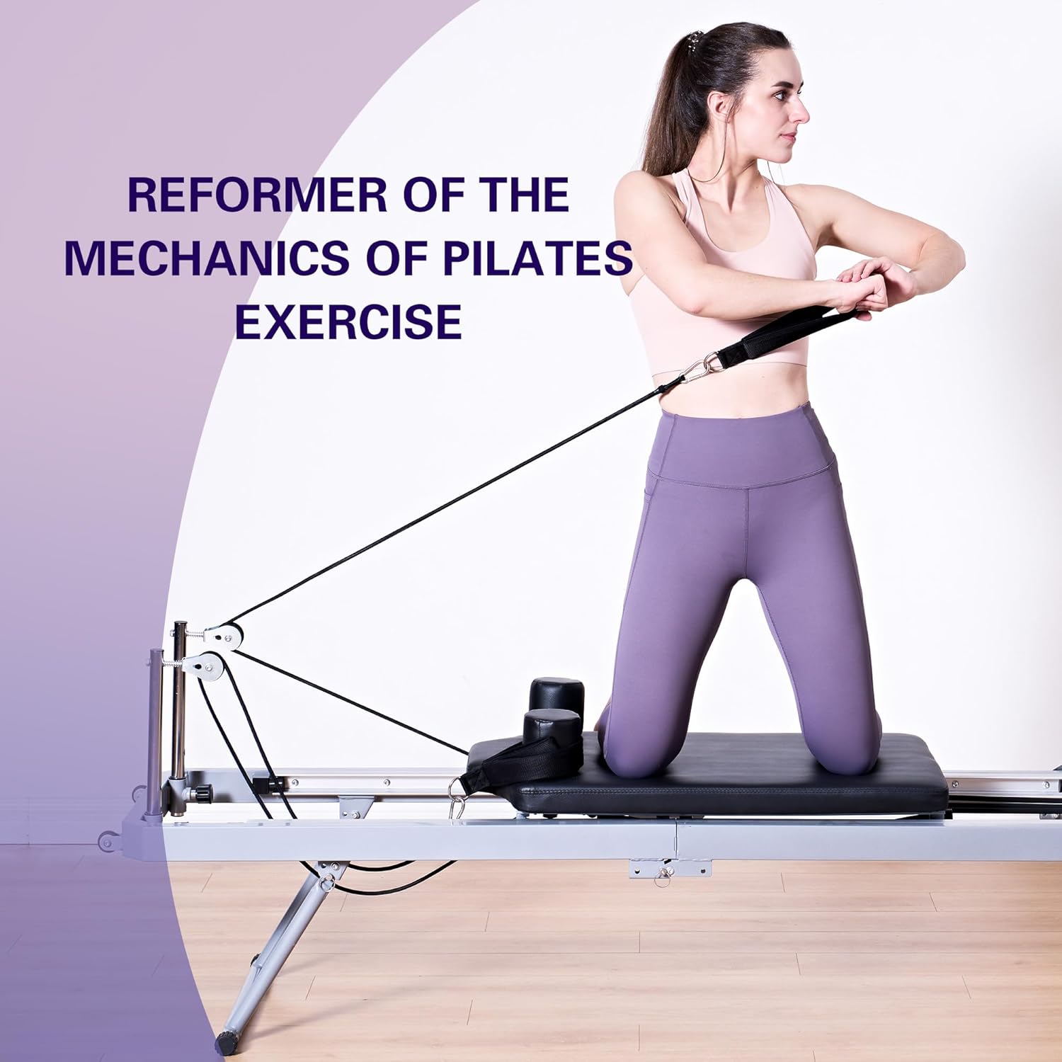 Black Foldable Pilates Reformer Machine T90490