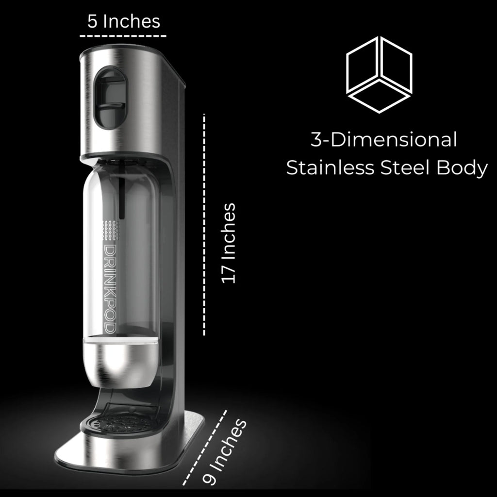 Stainless Steel Sparkling Water Machine with 1 CO2 Cylinder and 3 Bottles C552251