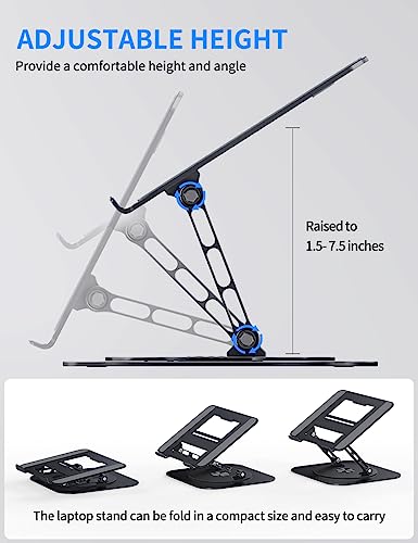 Black Adjustable Foldable Laptop Stand with 360 Rotating Base V654072