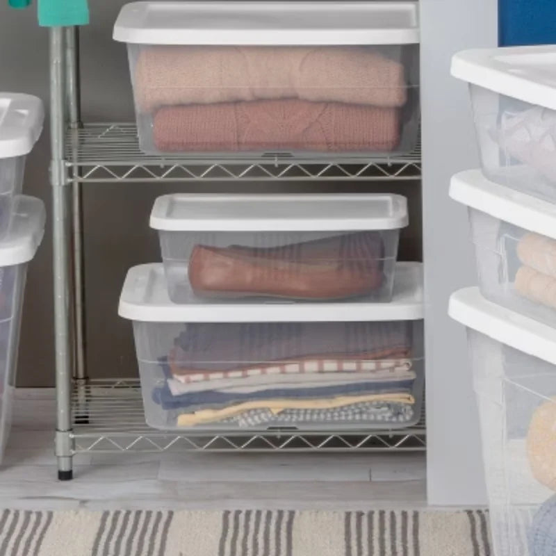16qt Clear Storage Box with White Lid G815