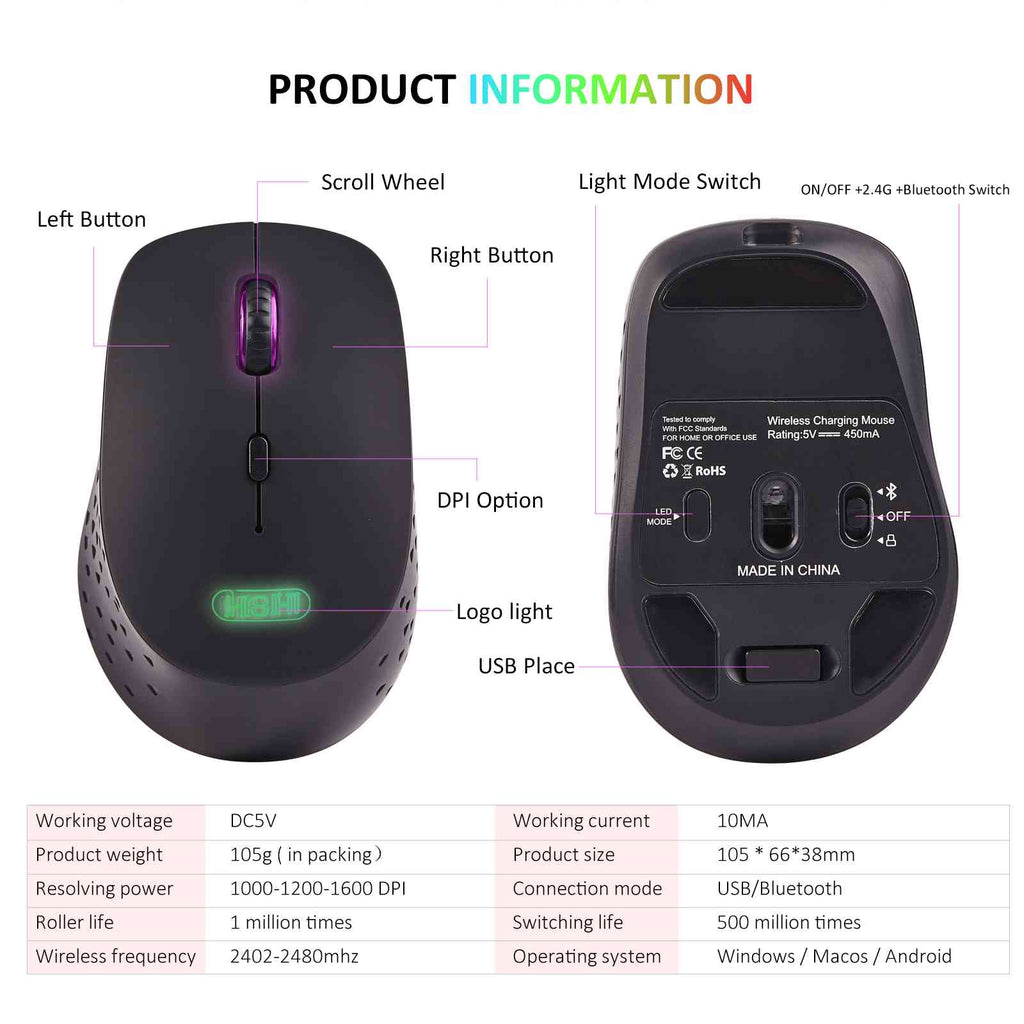 Black Dual-Mode Wireless Mouse U343528